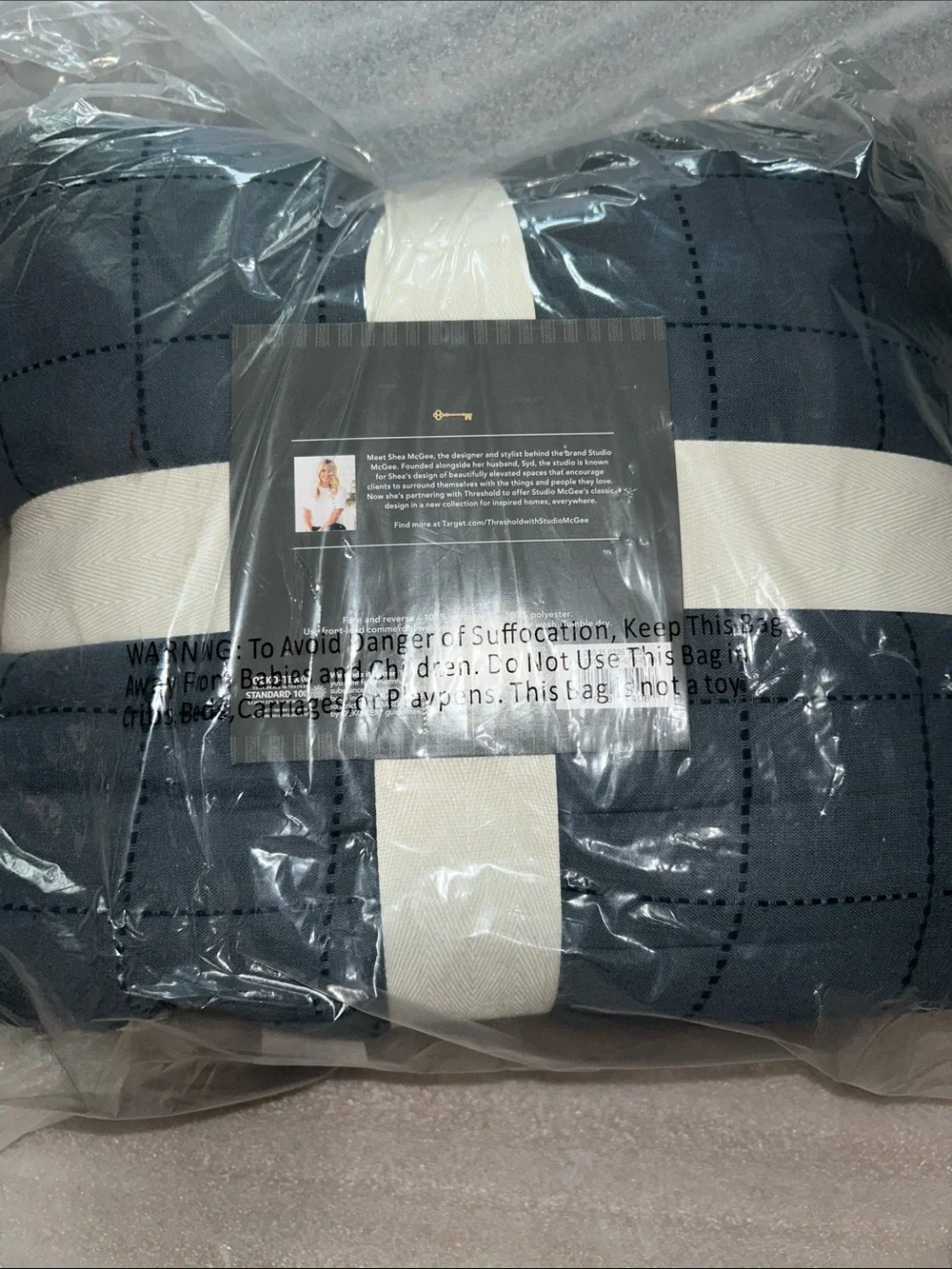 Studio McGee King Slate Blue Cotton Grid Quilt